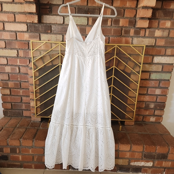 Simplee White Babydoll Eyelet Crochet Maxi Dress - Picture 3 of 15